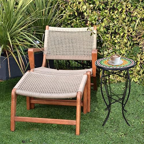 Miniatura 6 de Vipush Mosaic - Mesa auxiliar para exteriores, soporte plegable redondo de 14 pulgadas para patio, jardín, balcón, porche, mesa auxiliar de interior
