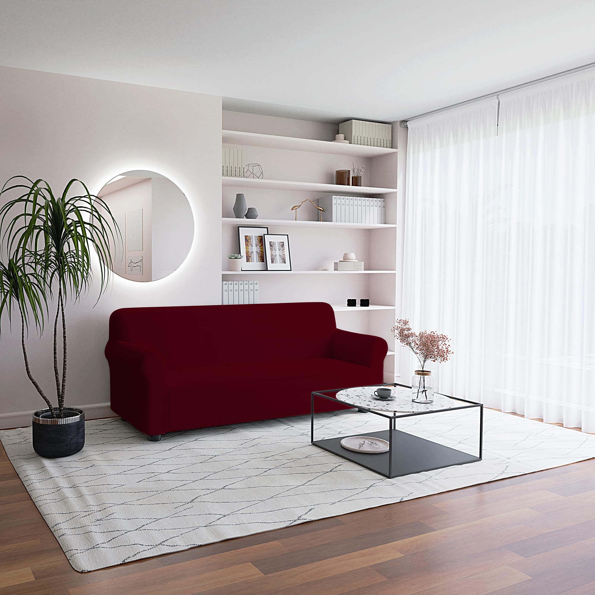 Italian Bed Linen Two-way Sofa Cover More Beautiful Burgundy 3 Seater
