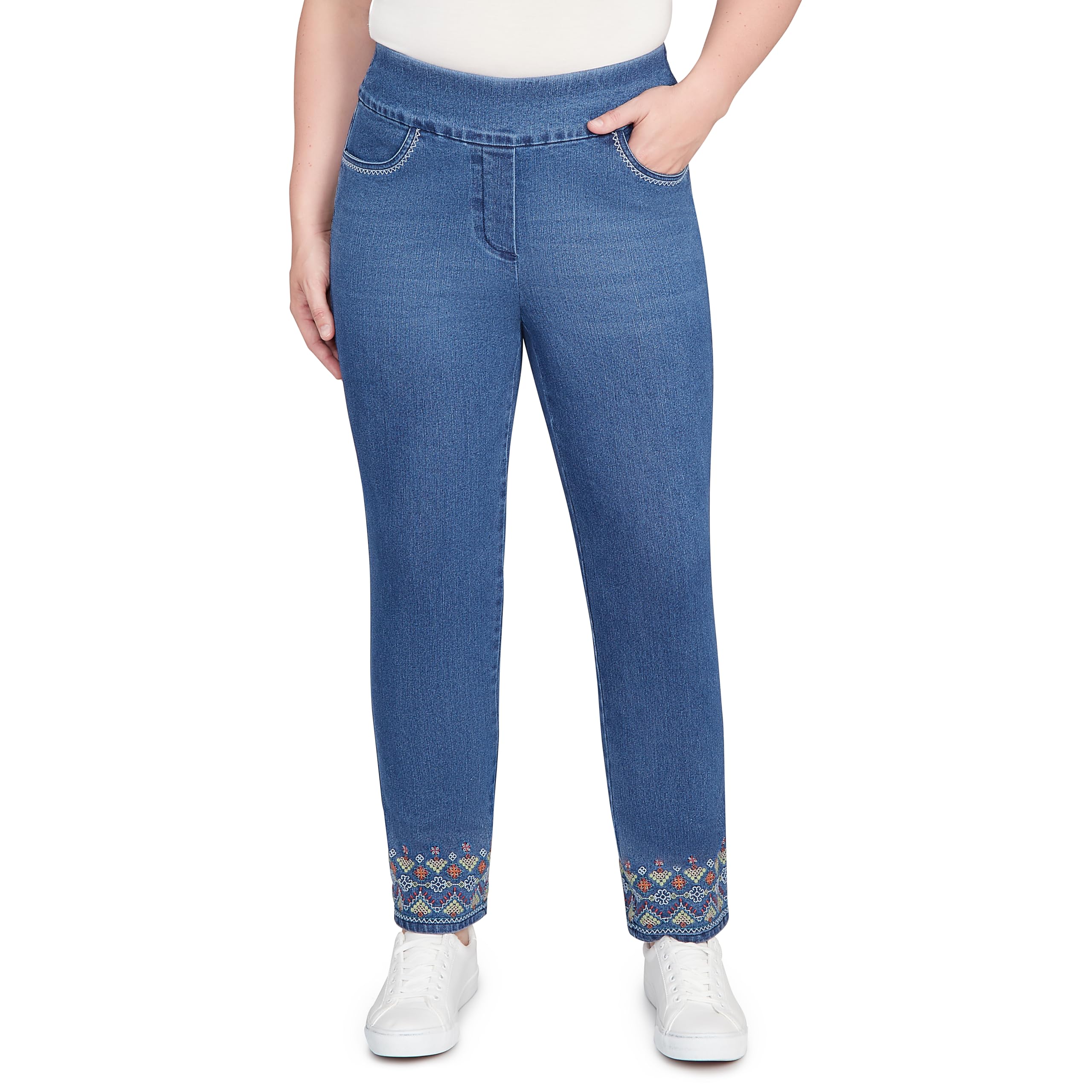 Alfred Dunner Super Stretch Geometric Denim Ankle Pant