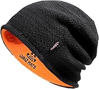 Lvaiz Men's Fleece Lined Winter Beanie Hat - Reversible Warm Knit Skull Cap Unisex Windproof for Skiing Hiking