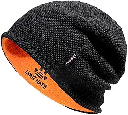Lvaiz Gorro masculino de inverno, quente, forrado com lã, boné de caveira para homens, reversível, feminino, à prova de vento, chapéu de tricô unissex
