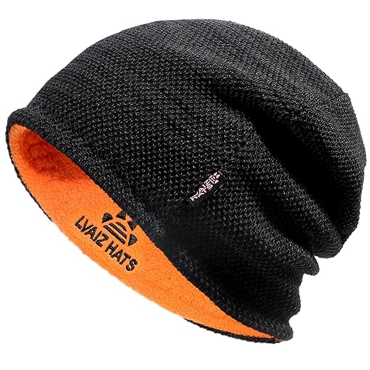 Lvaiz Mens Winter Beanie Hat Warm Fleece Lined Skull Cap for Men Reversible Women Windproof Watch Hat Knit Warm Unisex Beanie