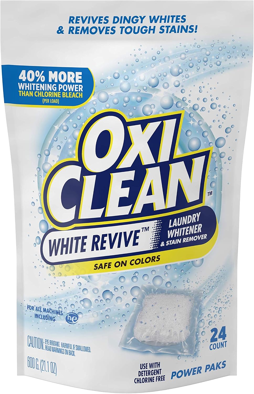OxiClean White Revive Laundry Whitener + Stain Remover Power Paks, 24 Count