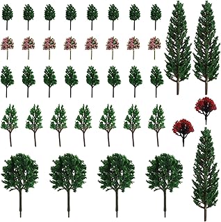 40 árboles para modelismo (3 – 13 cm), diorama, decoración en miniatura, accesorios de jardín de hadas, animales del bosque, decoración de cumpleaños, árbol artificial, señalización de