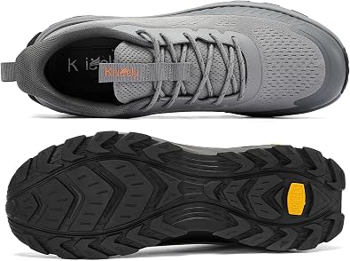 Kricely Trail Running Shoes Mens Breathable Lightweight Trainers Non-Slip Low Rise Walking Shoes Grey