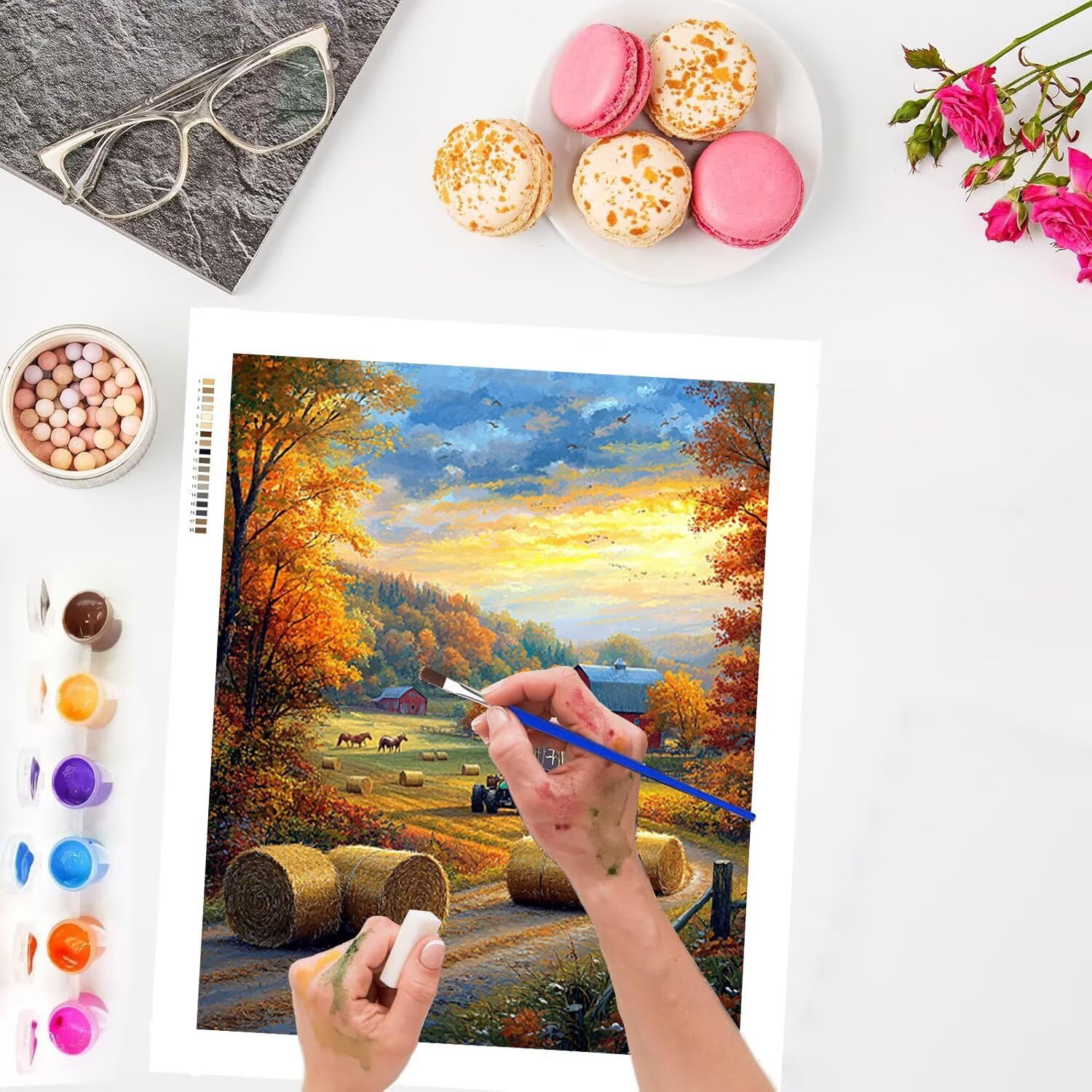 WEISHIWE Dipingere con i Numeri Adulti Fattoria, 80x100cm s-711 | Paint by Numbers Kit con Pennelli e Acrilico Pigmento, Fai da te Olio La Pittura di Numeri Kit, Decora la Casa, senza Cornice