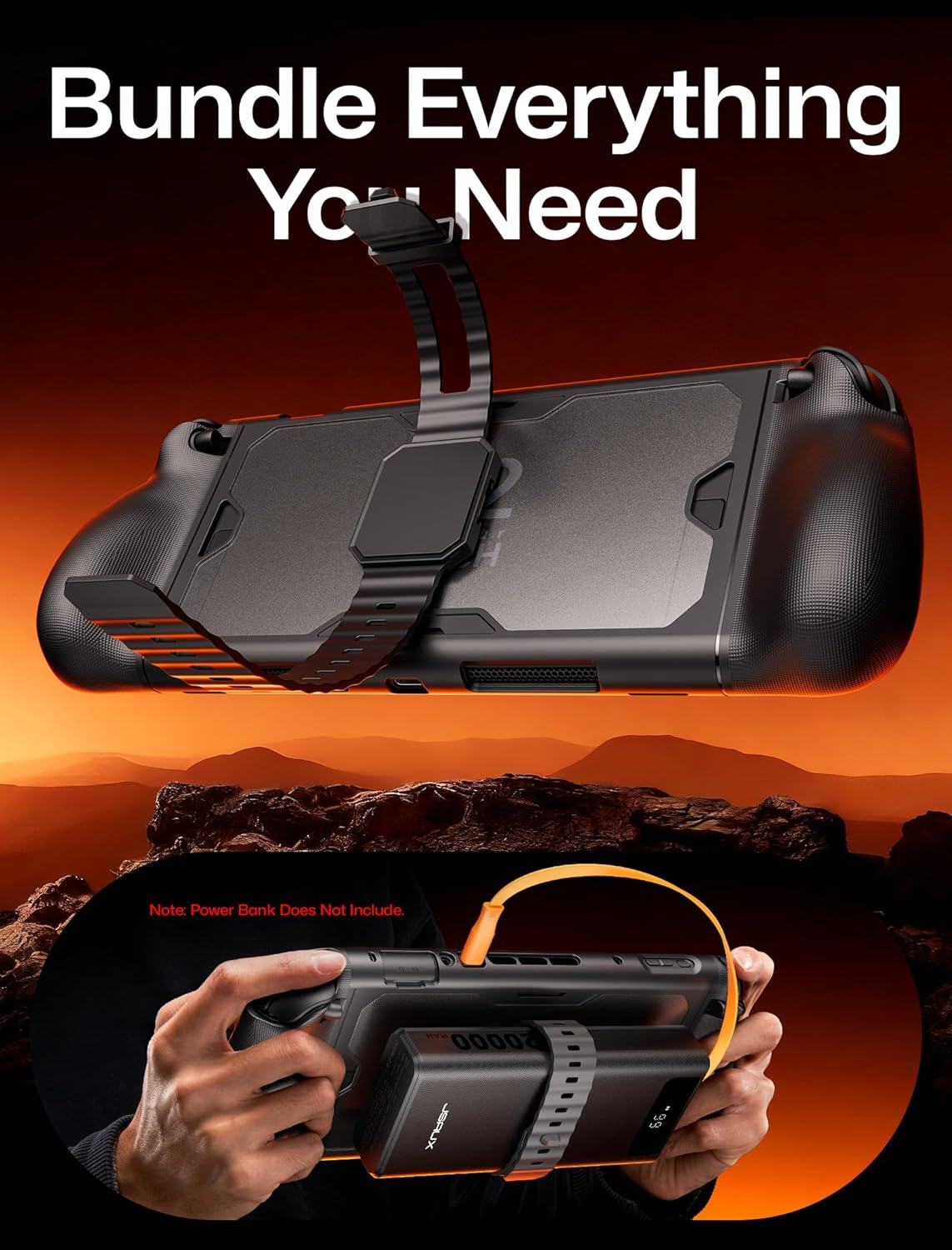 JSAUX 360° Full-Body Protective Case for Nintendo Switch 2, PC0121 Shockproof ModCase with Front Cover, Metal Kickstand & Silicone Strap, Ergonomic Anti-Slip Grip, Compatible with Switch 2 - Basic Set - Image 6