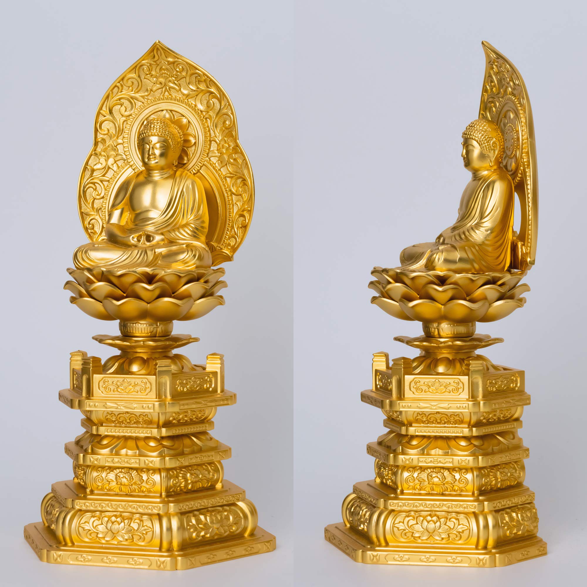 Amazon｜仏像 阿弥陀如来座像 18.5cm(金メッキ/24金) 仏師：牧田秀雲