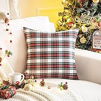 Vista 3 de Aqothes - Paquete de 2 fundas para cojines decorativos de Navidad, con estampado de cuadros escoceses para decoración festiva de granja u hogar