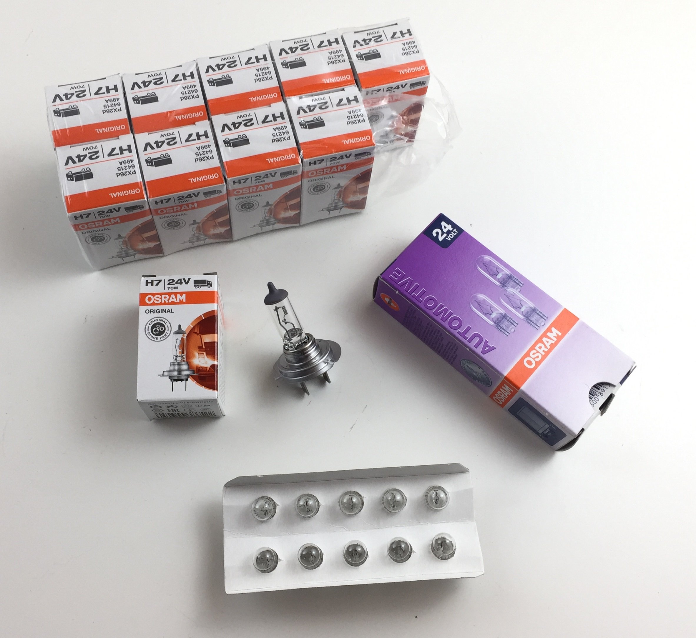 Set di 20 lampade osram Set 10 X H7 24 V 70 W 10 X W5 W 24 V 5 W 64215 2845 24 Volt