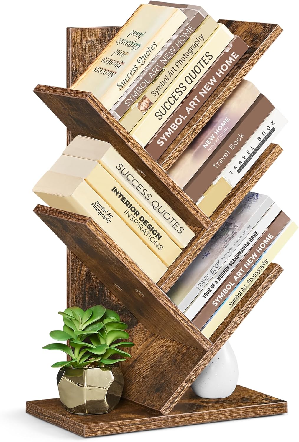 VASAGLE Tree Bookshelf, 5Tier Bookcase, Small Bookshelf