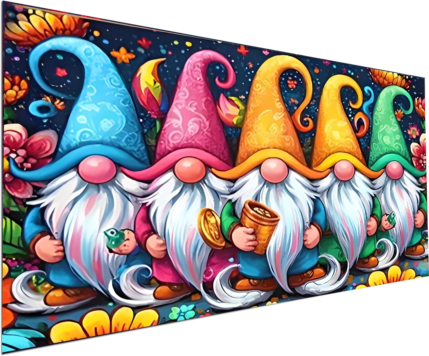 KUFWKEY Large Size Gnomes Diamond Painting Kits for Adults,5D Diamond Art Kits for Beginner,DIY Handicrafts,Full Round Diamond Dots,Mosiac Gem Art and Craft Kits,Christmas wall Decor 31.5x15.7inch