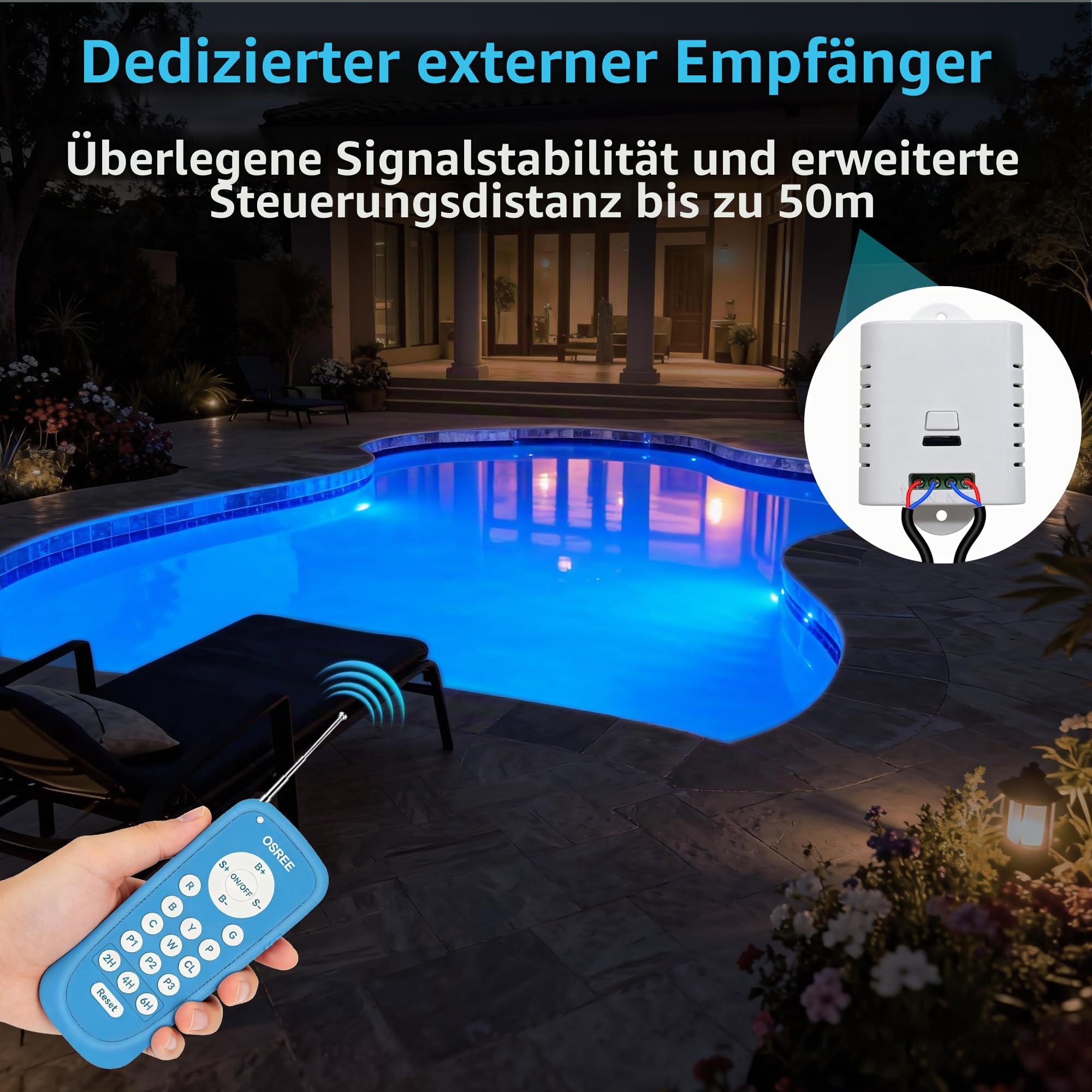 LED Ultraflach Poollampe PAR56, 35W Unterwasserscheinwerfer RGB Mehrfarbig Dimmbar 1400lm, 2/4/6H Timer, Harz Gefüllt IP68 Wasserdichte Poolbeleuchtung mit Fernbedienung, 12V AC, 2er-Pack