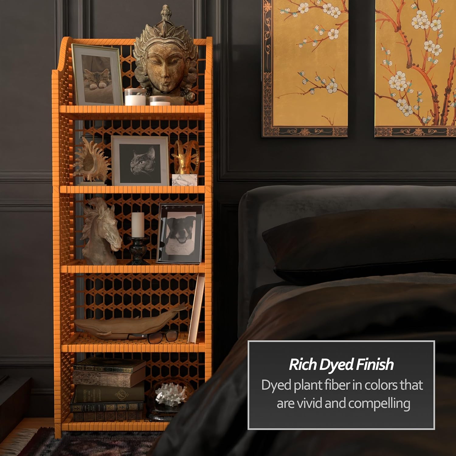 Red Lantern 53" Natural Fiber Shelving Unit - Honey