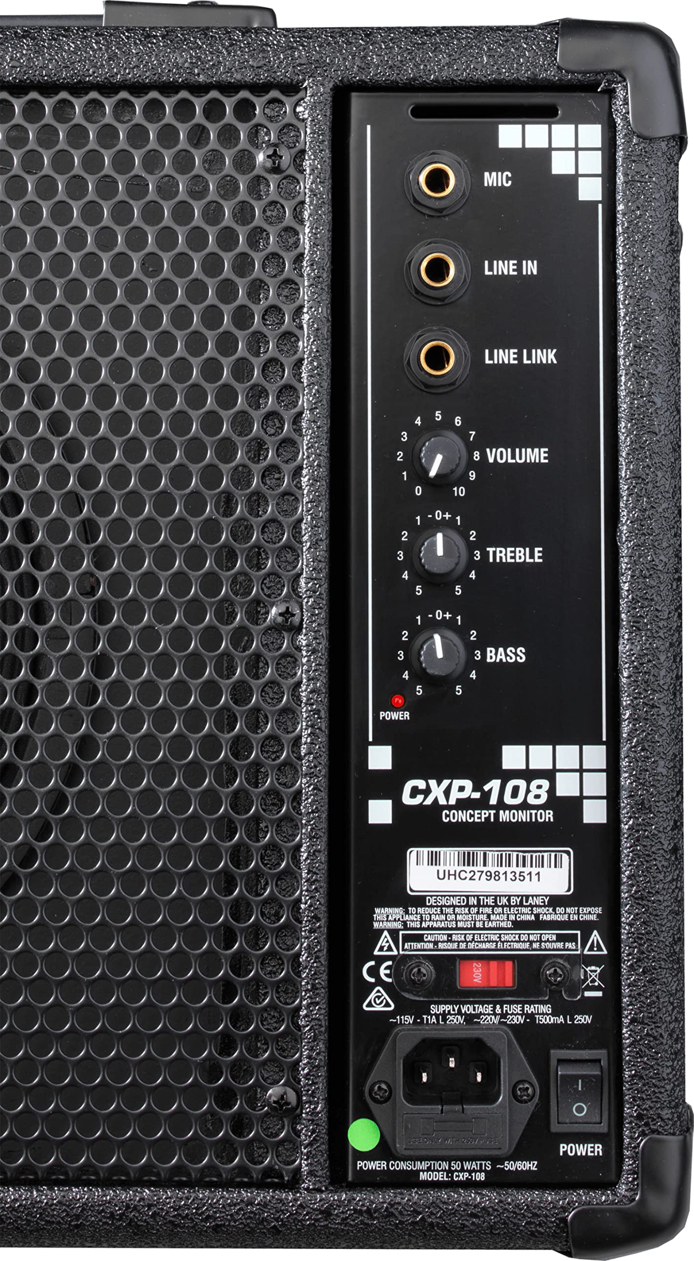 Laney CONCEPT Series CXP-108 - Active Stage Monitor - 80W - 8 inch Coaxial Woofer,Black