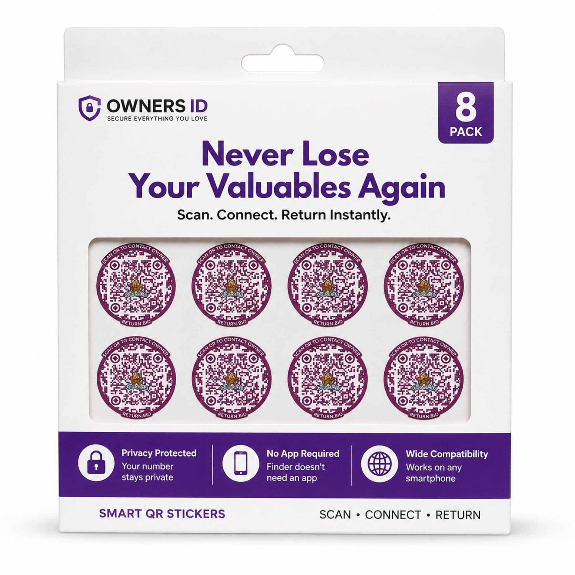 Smart QR Owners Contact Number Sticker for Lost & Found Permanent Stickers for Phones, Wallets, Gadgets & Everything You Own | Waterproof UV Transfer Decals | Pack of 8 (Maroon Peach)-image-45