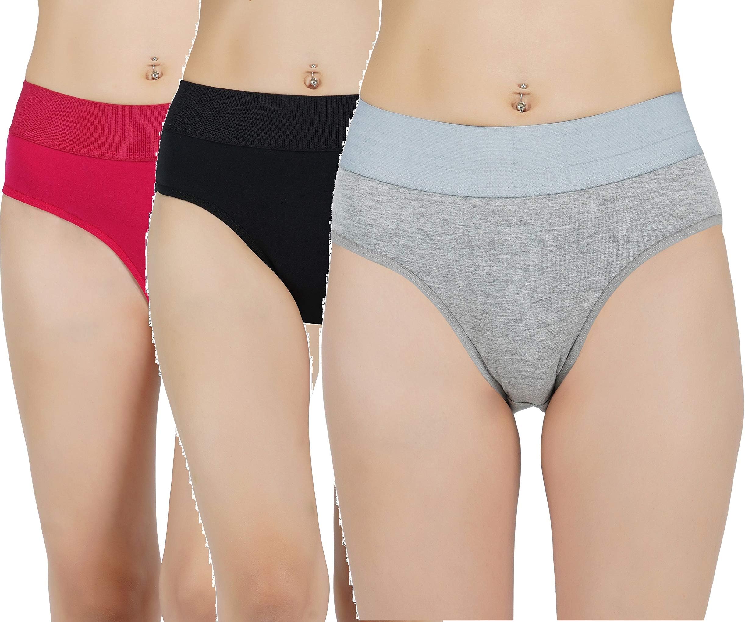 AJ FASHIONSWomen's Cotton Panties (Pack of 3), Free One Pair Transparent Bra Strap