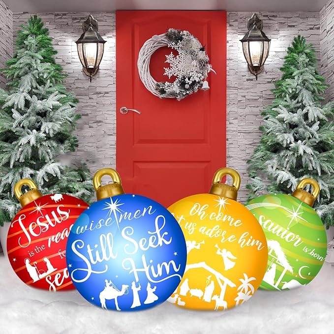 4 Pcs 24 Inch Giant Inflatable Christmas Ball Christmas
