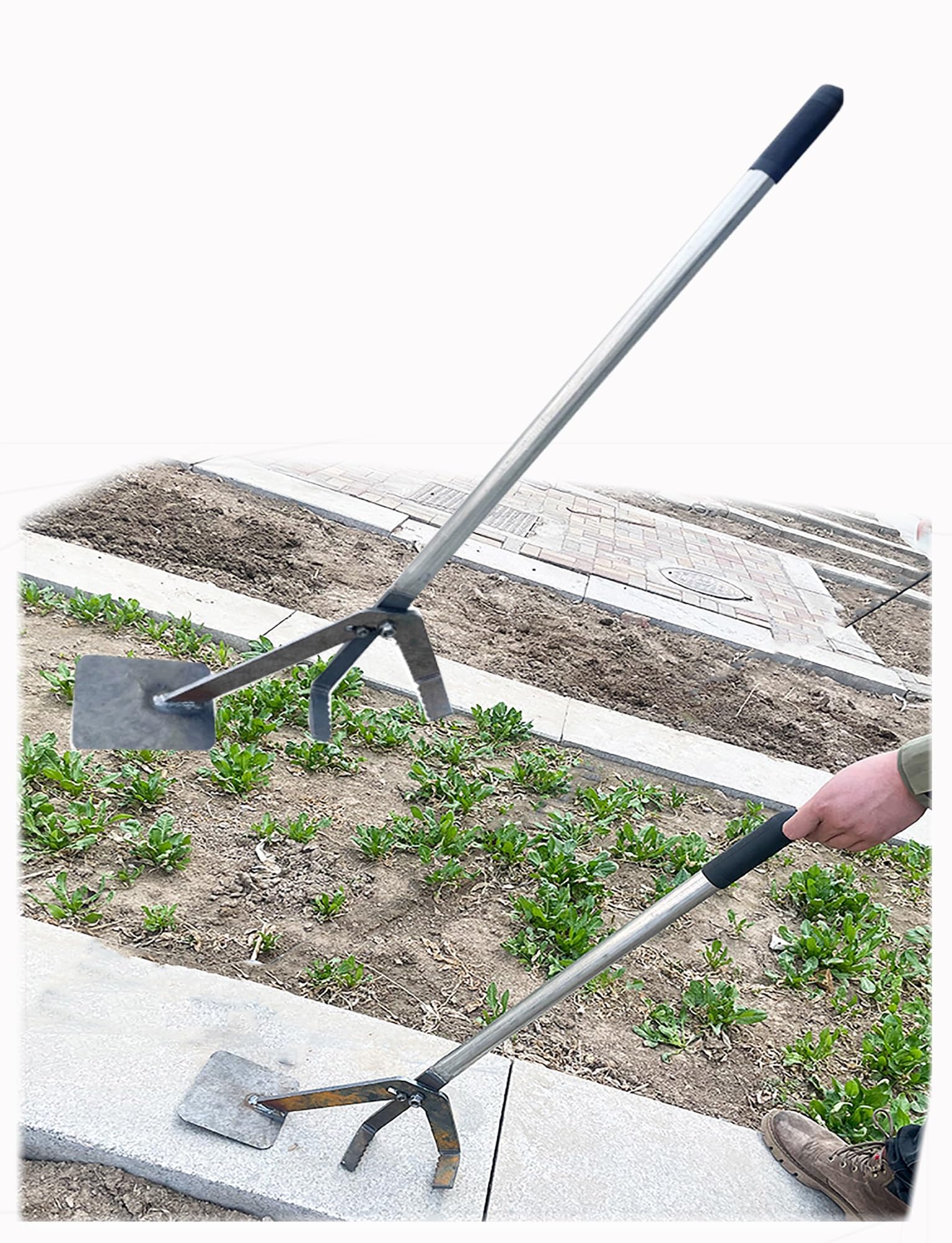 Herramienta de extracción manual de tocones, mango antideslizante dentado, herramienta de jardín para uso multiusos de raíces y patios, resistente para granjas y proyectos de paisajismo
