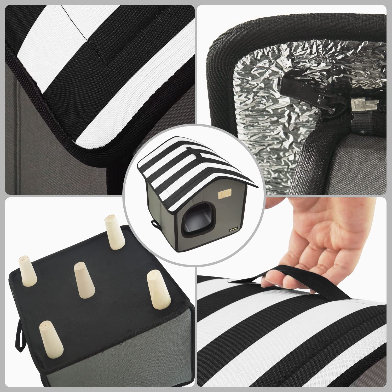 Rest-Eazzzy Cat House, Outdoor Cat Bed, Weatherproof Cat Shelter for Outdoor Cats Dogs and Small Animals (Grey M)