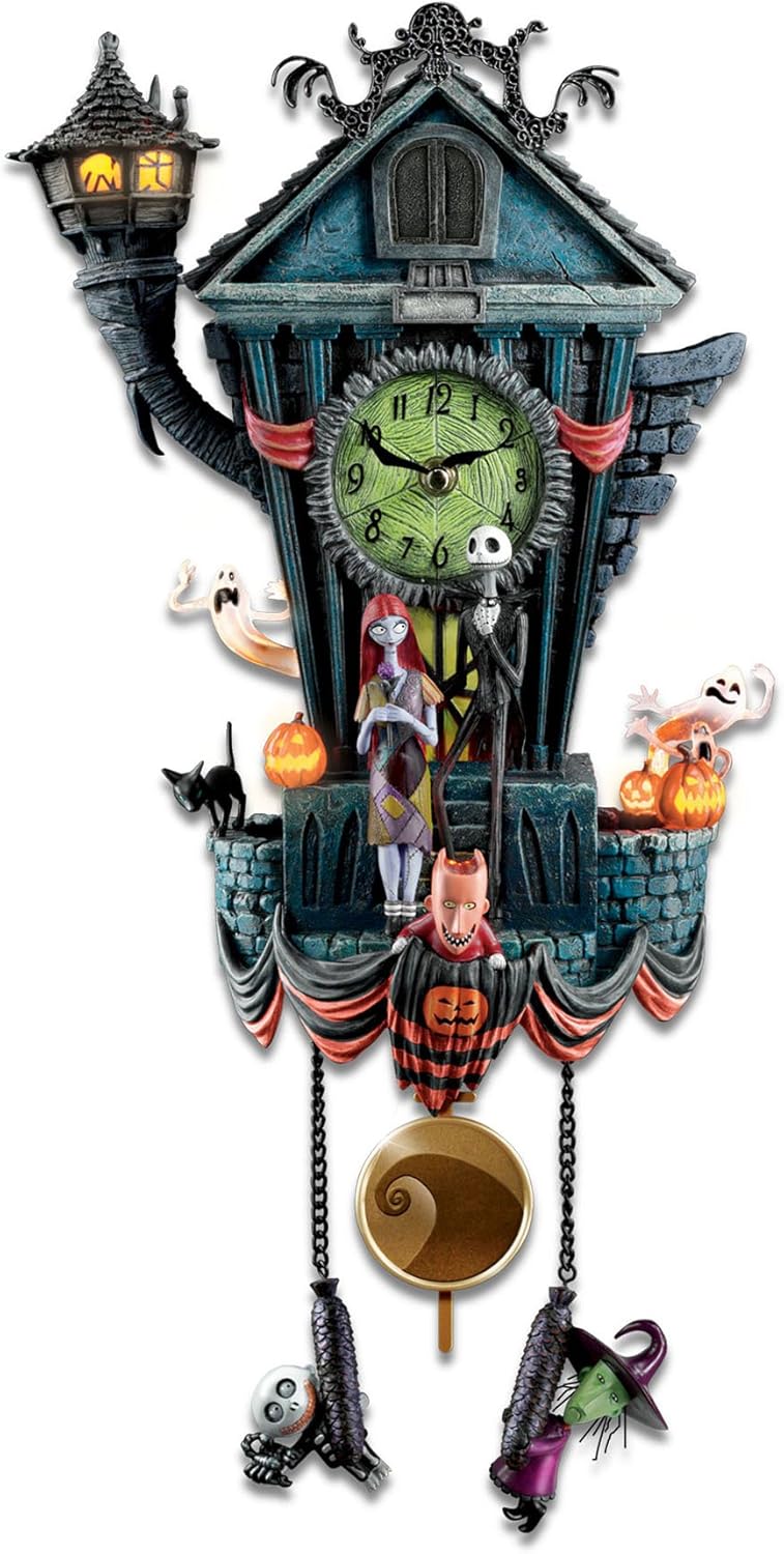 The Bradford Exchange The Nightmare Before Christmas Cuckoo Clock, 21 inches, Musical, Light-Up, Limited Edition