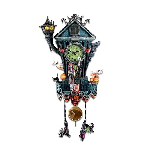 The Bradford Exchange The Nightmare Before Christmas Cuckoo Clock, 21 inches, Musical, Light-Up, Limited Edition