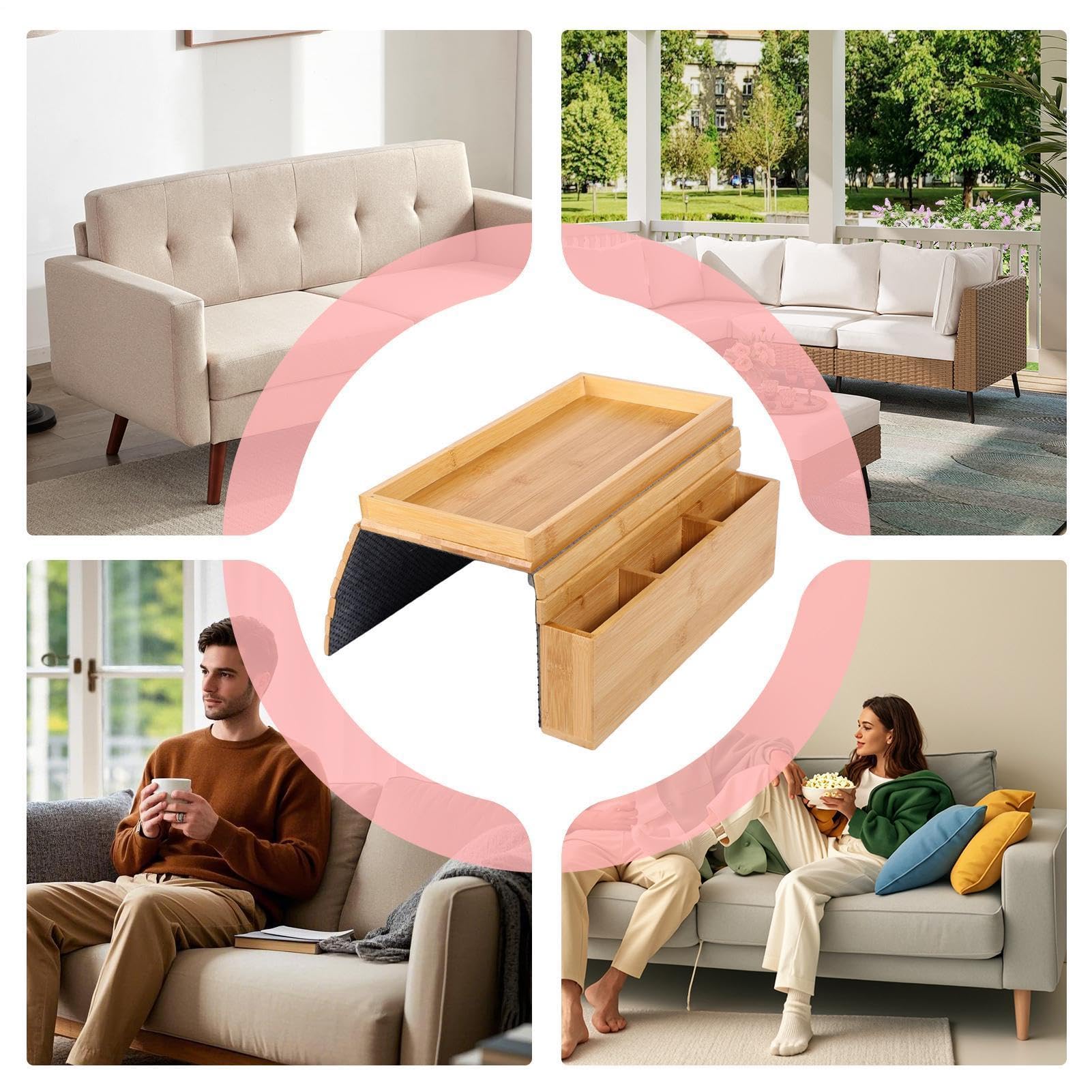 Bandeja Reposabrazos De Sofá Plegable De Madera Ahorro Espacio