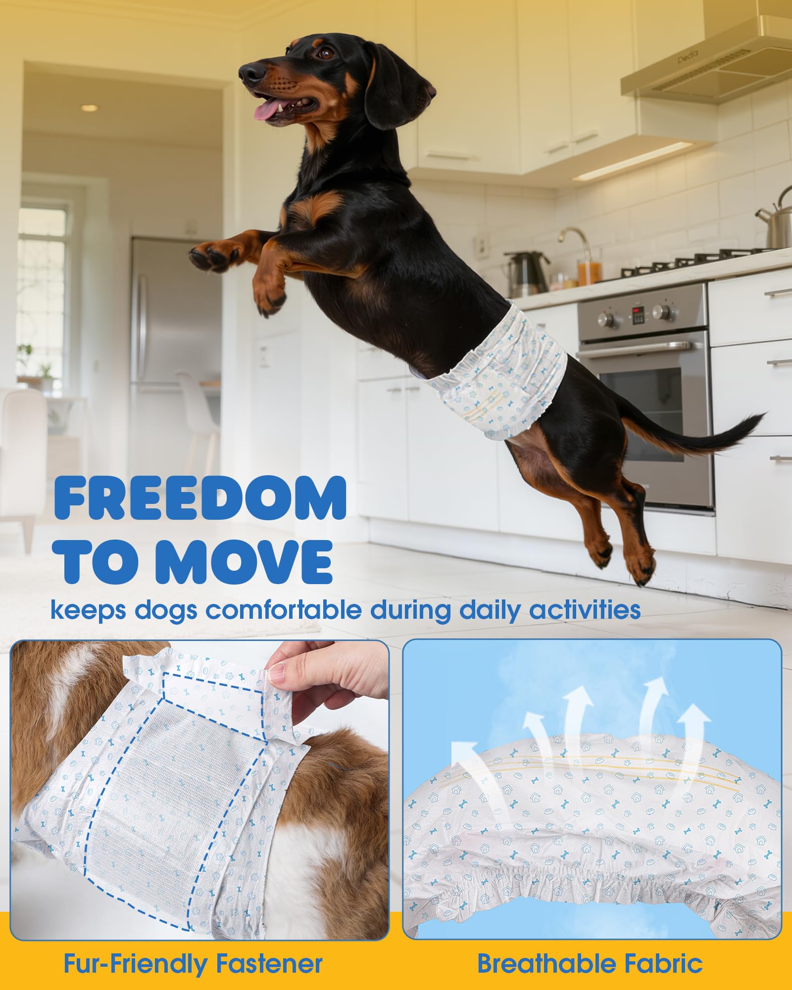 Powools Male Dog Wraps - 96 Count Disposable Dog Diapers with Wetness Indicator, Leakproof & Comfortable, Highly Absorbent Belly Bands for Training, Incontinence, Travel, Small — view 4