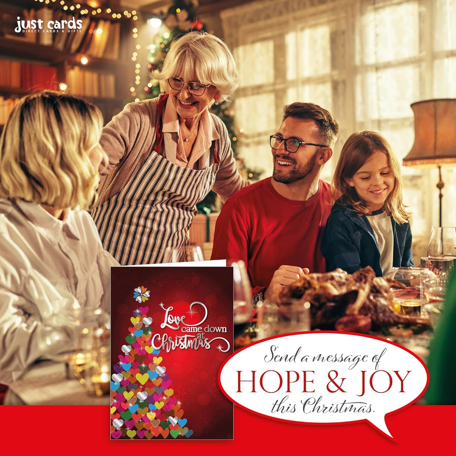 Religious Christmas cards - pack of 20, 5x7in, printed in England, Love Came Down. Christian Christmas cards with envelopes bulk - Image 5