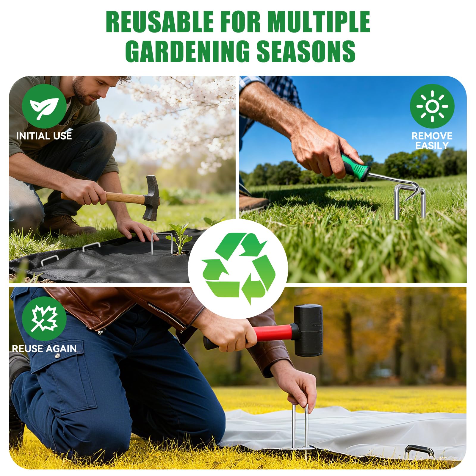 Picchetti da giardino zincati da 20,3 cm, confezione da 50 picchetti da giardino resistenti per recinzioni, prati, barriere erbacce e tessuti paesaggistici, tubo per irrigazione, prato da