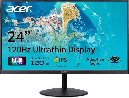 Guaranteed Satisfaction acer SB240Y G0bi 23.8″ IPS Full HD Ultra-Slim Edge-to-Edge Gaming Office Monitor | Adaptive-Sync Support (FreeSync Compatible) | Up to 120Hz Refresh | 1ms (VRB) | Tilt | HDMI &…