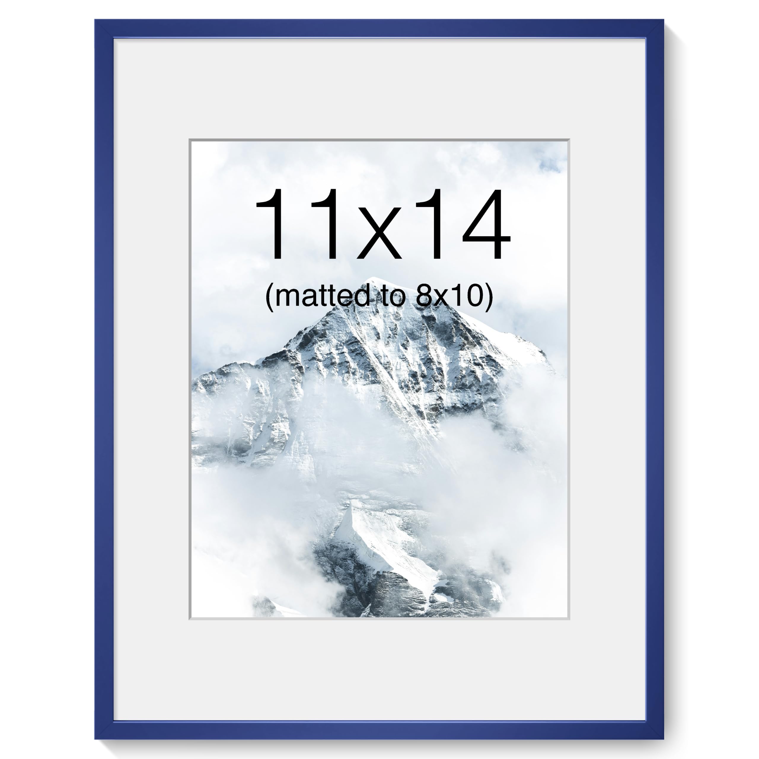 Acovy 11x14 Picture Frame, Aluminum Photo Frame Matted to 8x10, with High Definition Plexiglass, Metal 11 x 14 Picture Frame for Wall Display, Wall Hook Included