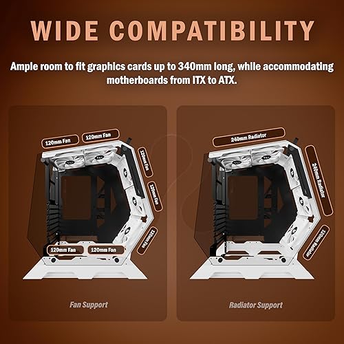 Vista 21 de KEDIERS PC Case C570 ATX Mid Tower - Carcasa de vidrio templado para computadora de juegos, marco abierto con 5 ventiladores PWM ARGB (570 rojo)