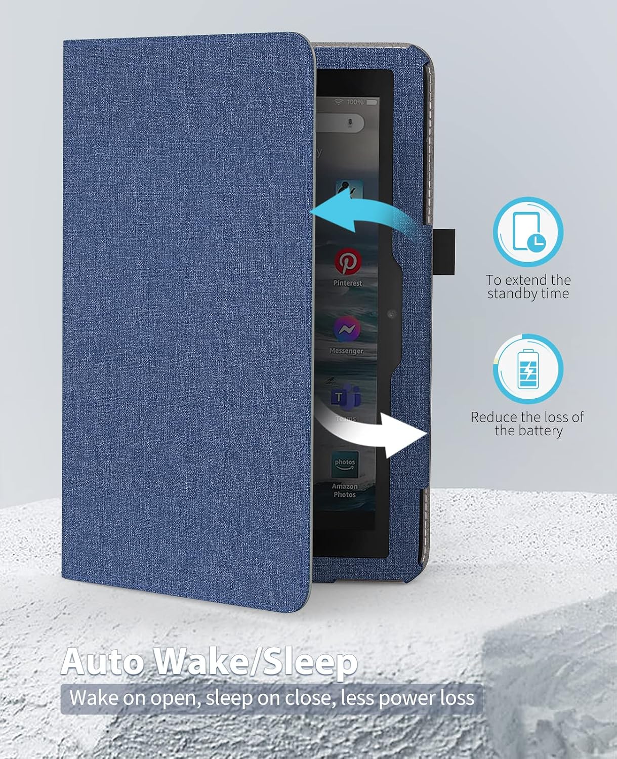 TiMOVO Case Fits All-New Kindle Fire 7 Tablet (7", 12th Generation, 2022 Release), PU Leather Protective Cover with Hand Strap Card Slot, Auto Wake/Sleep, Vertical Horizontal Stand, Indigo