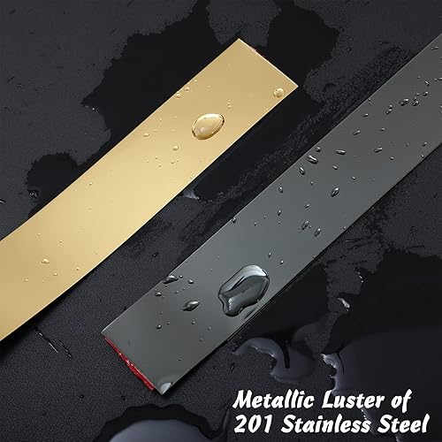 Miniatura 6 de Trimold Moldura de pared, acero inoxidable para despegar y pegar (acabado espejo), moldura metálica autoadhesiva flexible para techo, marco de