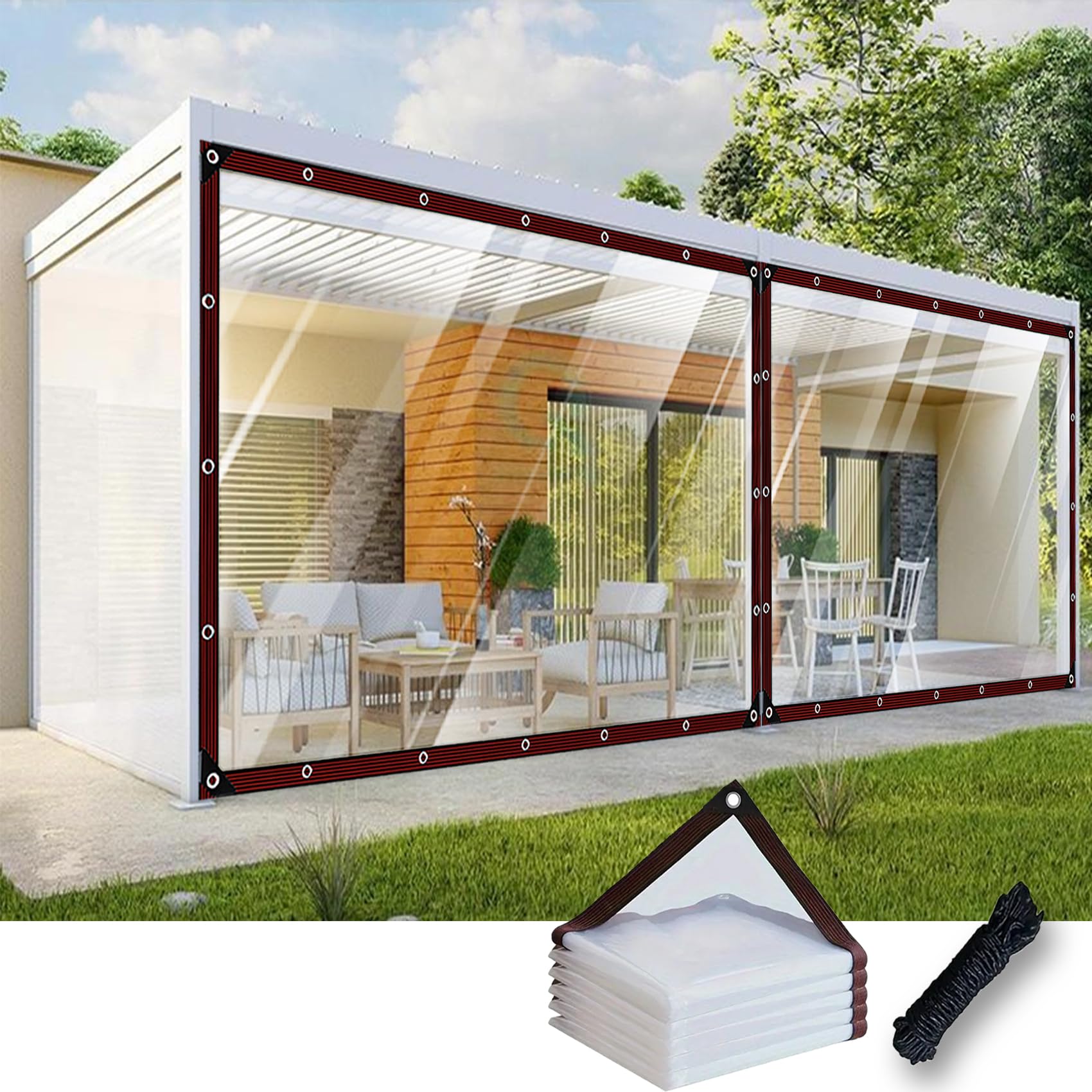 Lona exterior anti desgarro de 230x460 cm para proteger terrazas de la lluvia persistente