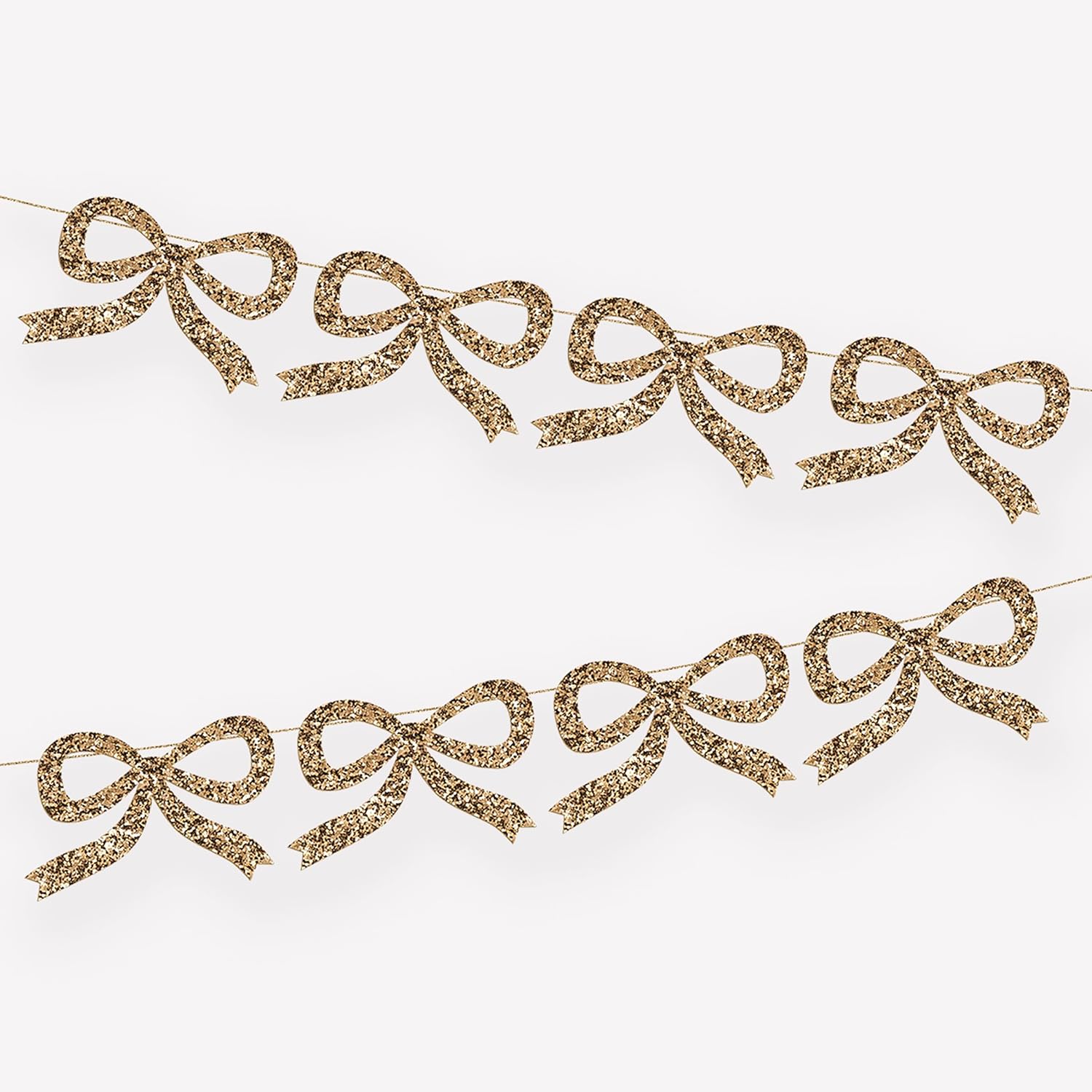 Meri Meri Glitter Bow Banner (Pack of 1), 10' Strand with Excess Cord, Easy to Assemble, Reusable Christmas or NYE Hanging Decoration