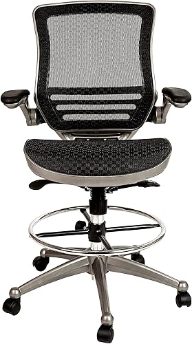 Miniatura 7 de Flash Furniture Waylon - Silla de oficina giratoria de respaldo medio con anillo ajustable para el pie y altura del asiento, silla ergonómica de