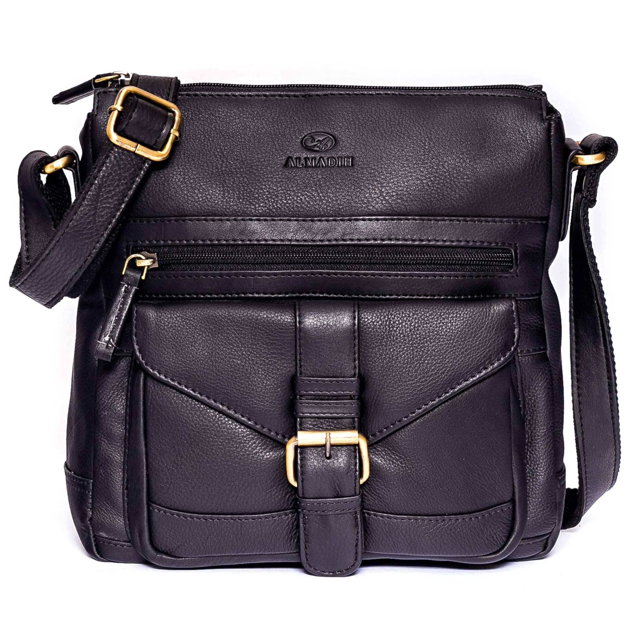ALMADIH echt Ledertasche Damen Umhängetasche Abby BV - praktische Damentasche Handtasche Schultertasche Businesstasche Freizeittasche Citytasche Tragetasche Tasche braun (Abby Vintage)