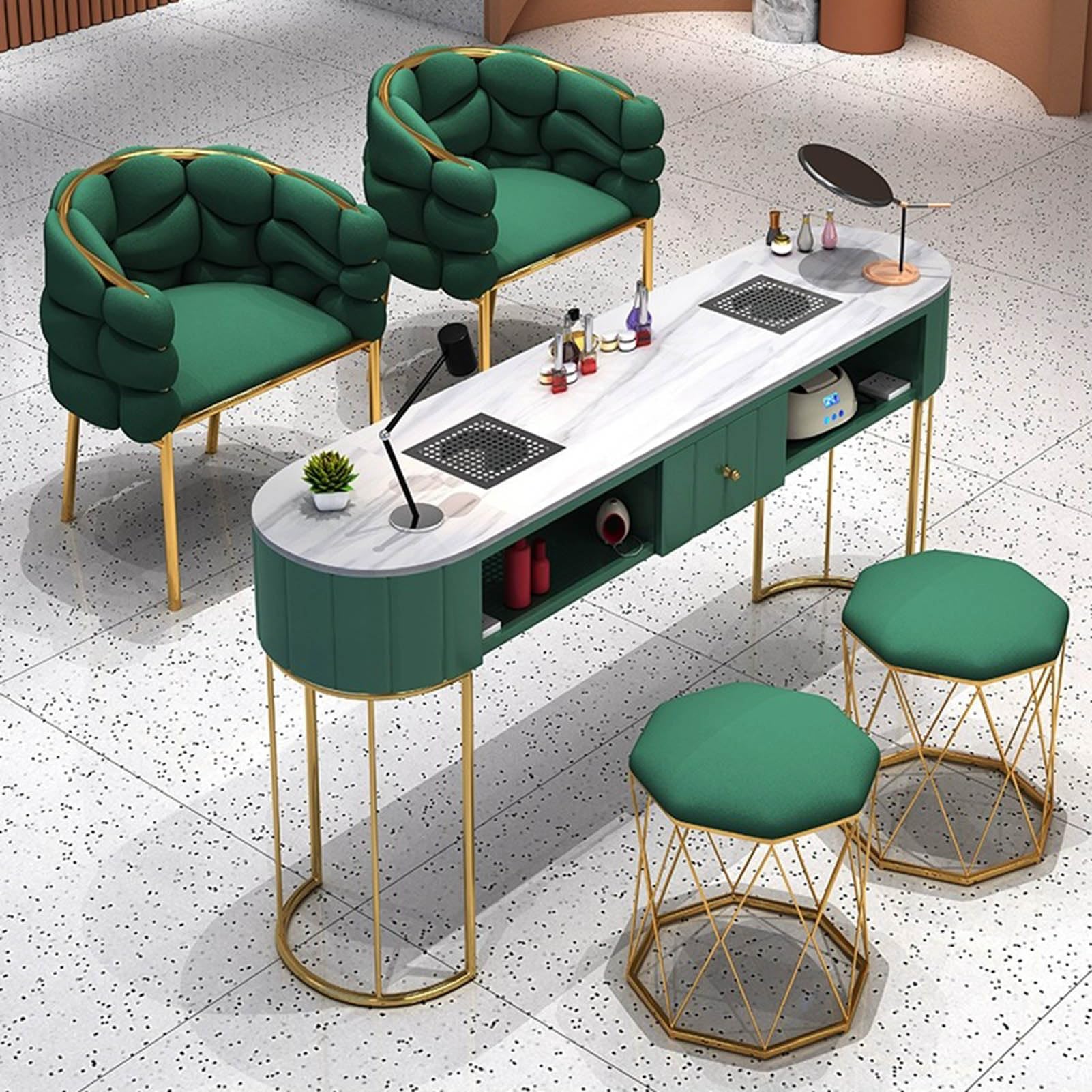 Stacja do manicure, biurko do paznokci, nowoczesna technika paznokci z szufladami do przechowywania, profesjonalny salon kosmetyczny, salon kosmetyczny, organizer do makijażu, stylizacja paznokci do