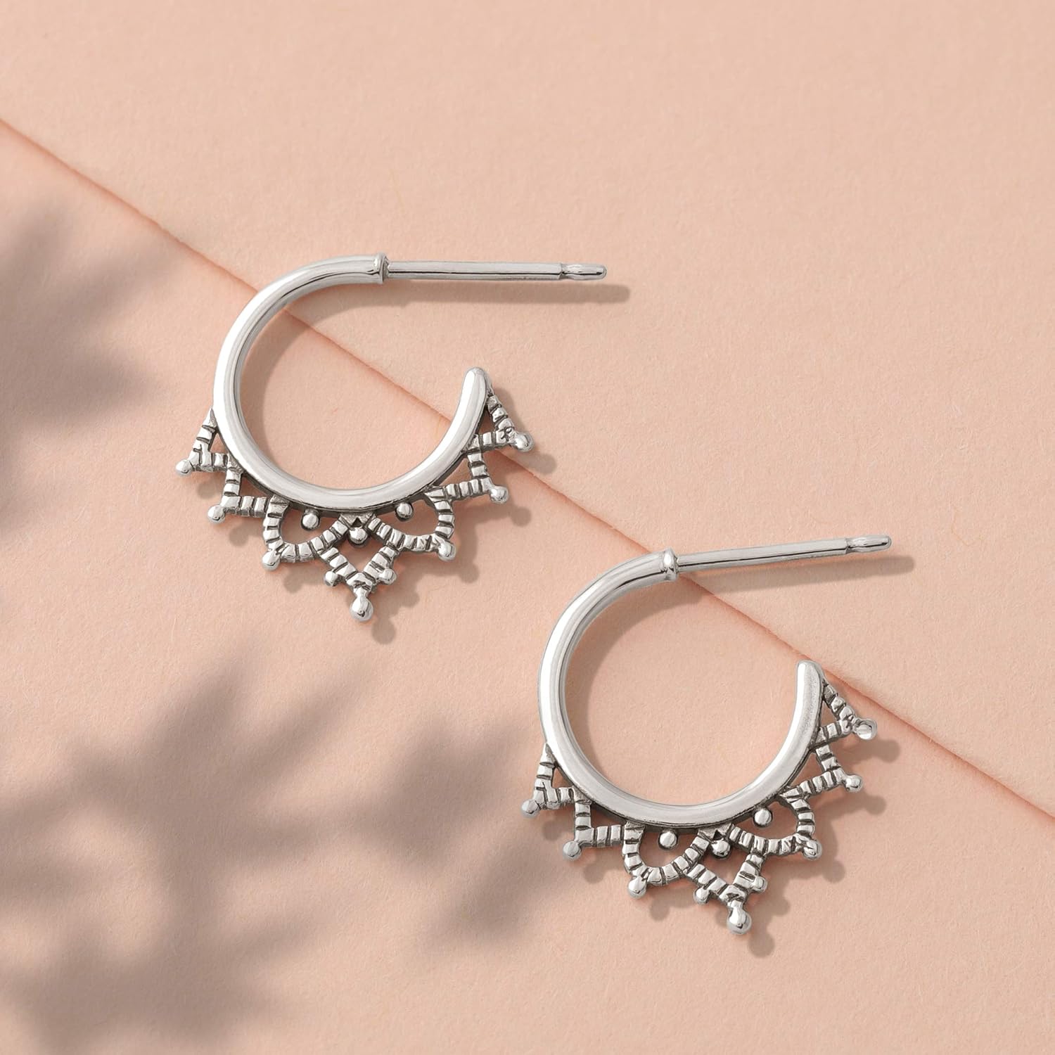 Boma Jewelry Sterling Silver Filigree Post Hoop Earrings - Image 3