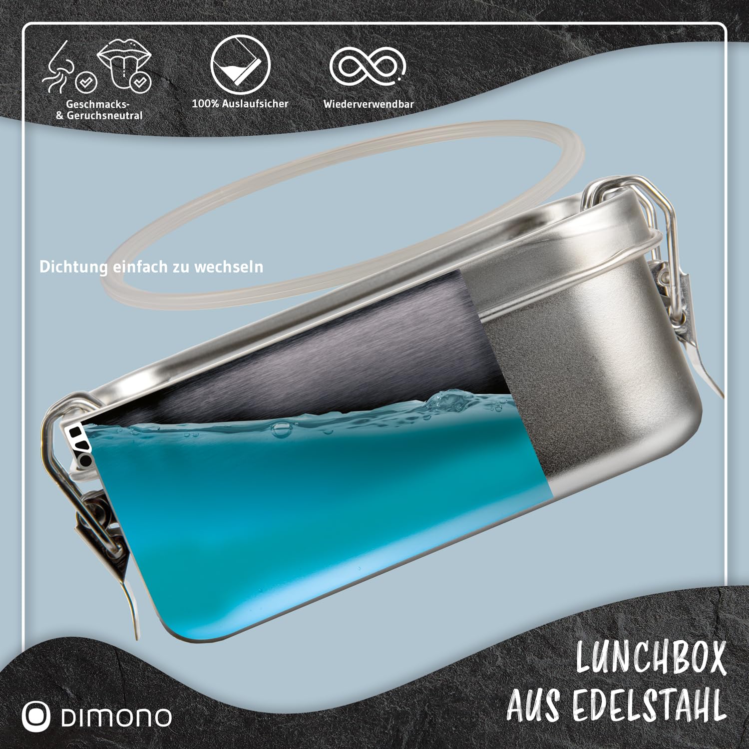 Dimono® Lunch Box Leak-Proof bento Box Stainless Steel Lunch Box; Waterproof Sustainable Box with compartments & Seals (a: 550 ml) - Image 2