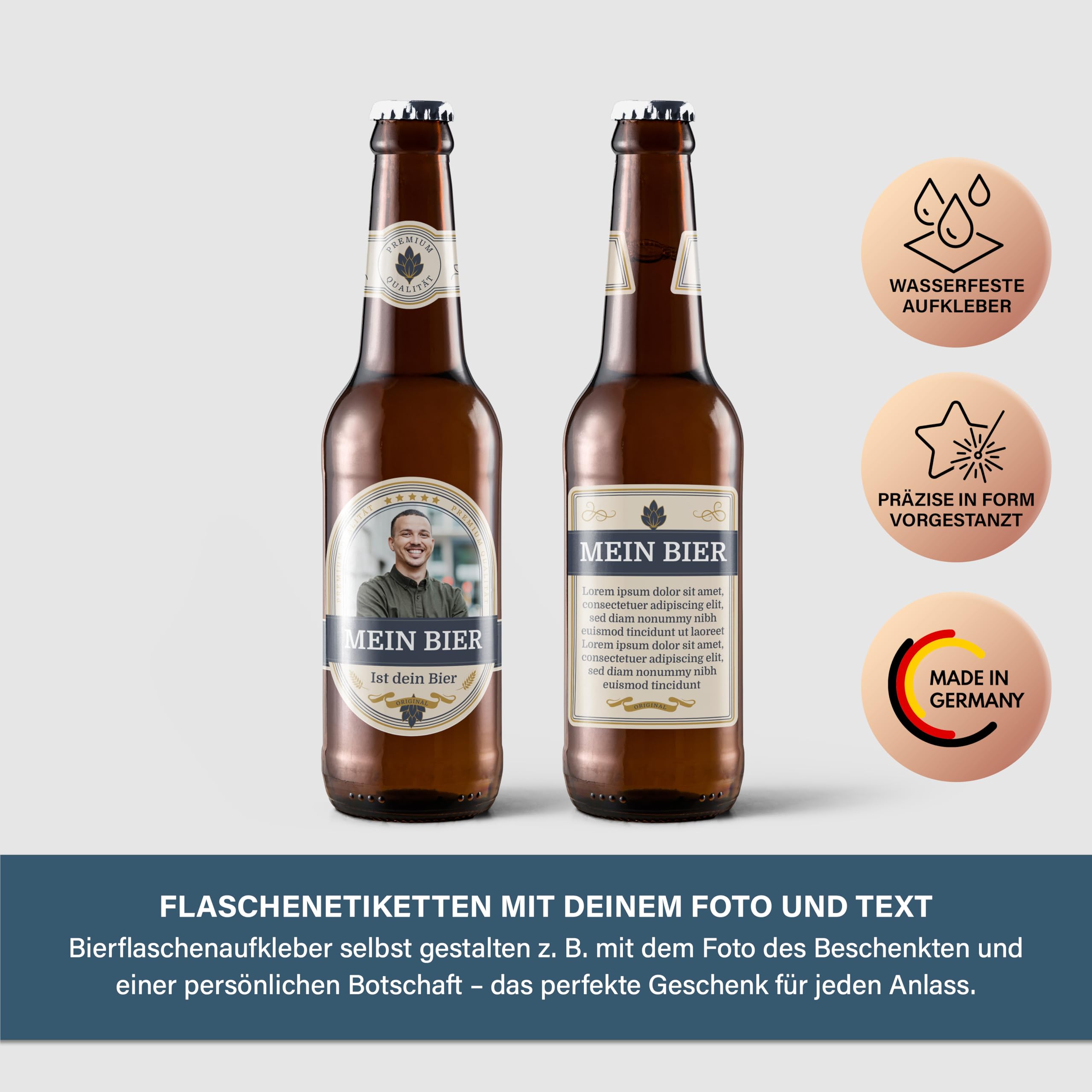 Individuelle Bierflaschen-Etiketten – Selbstklebend, Oval, Zum Bedrucken