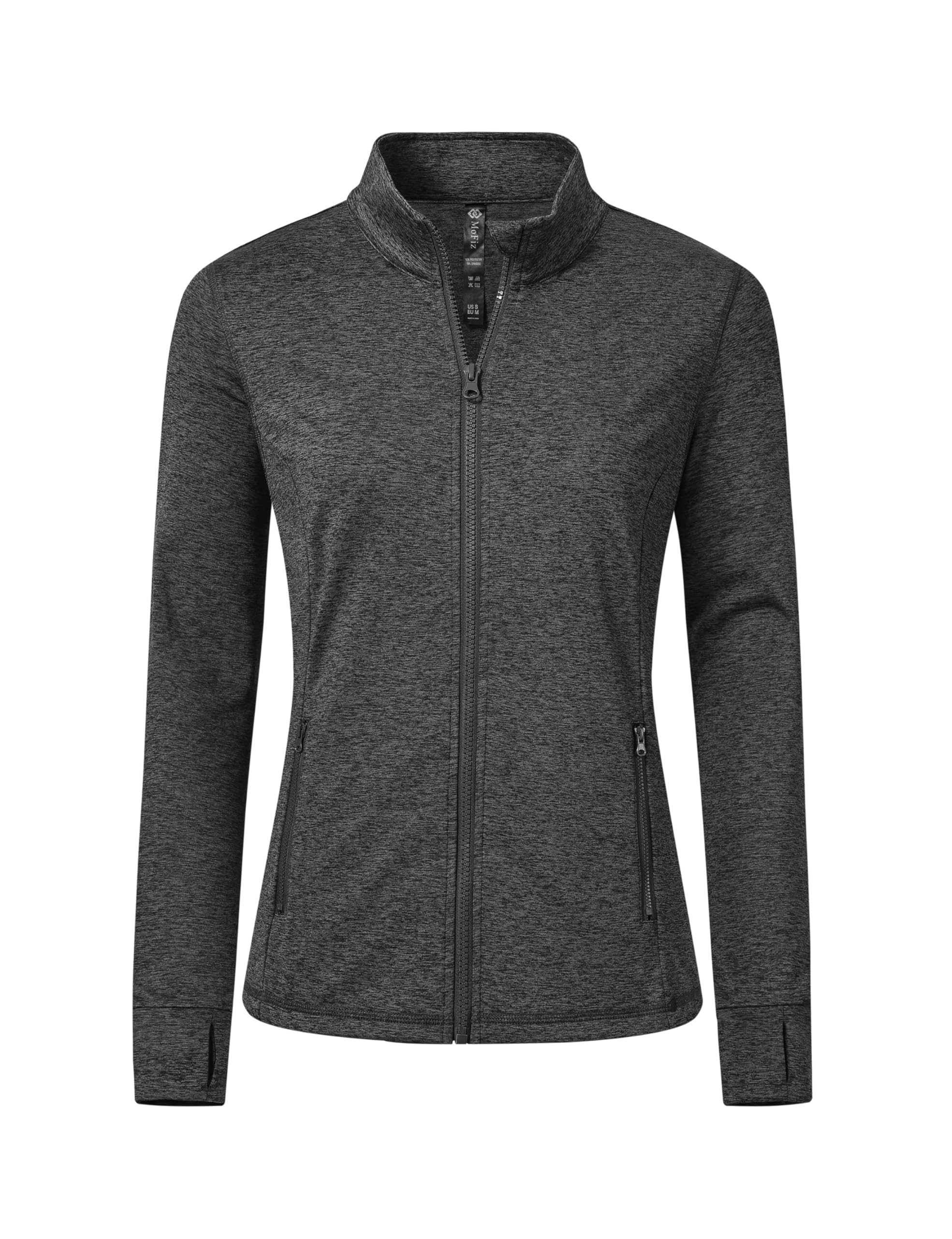 MoFiz Chaqueta deportiva con cremallera completa para mujer, con forro polar, chaqueta deportiva para correr y entrenar con bolsillos