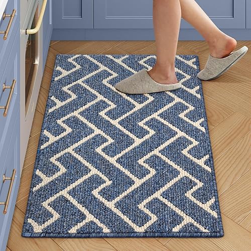 Miniatura 73 de hicorfe Juego de alfombras y tapetes de cocina, alfombra antideslizante de polipropileno súper absorbente, tapete suave y cómodo, lavable para Negro