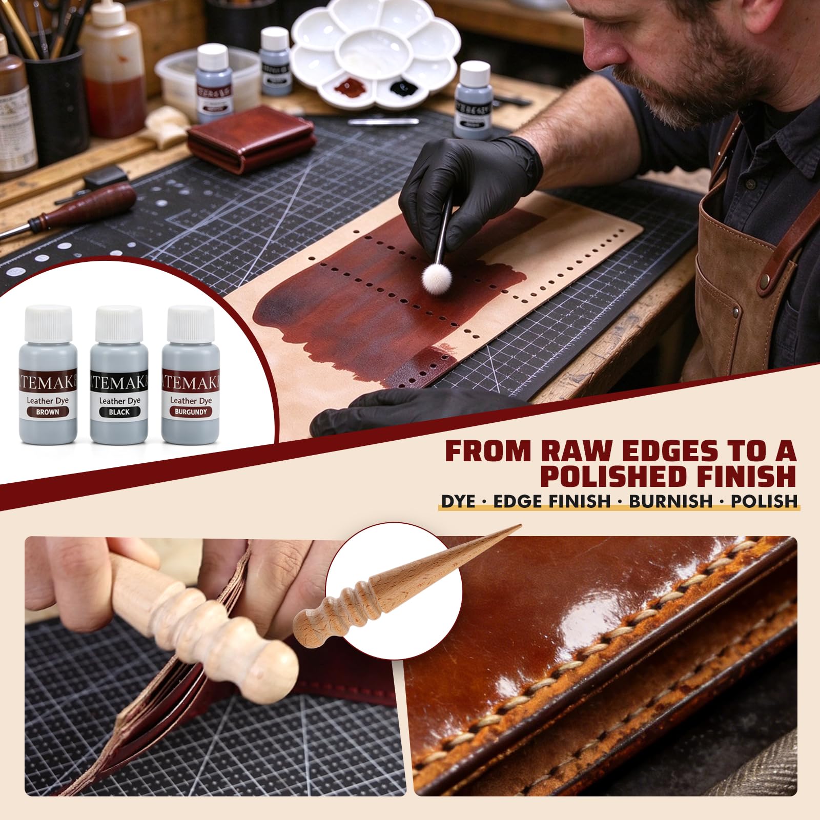 DIY Leather Wallet Kit - Beginner Leathercraft -6
