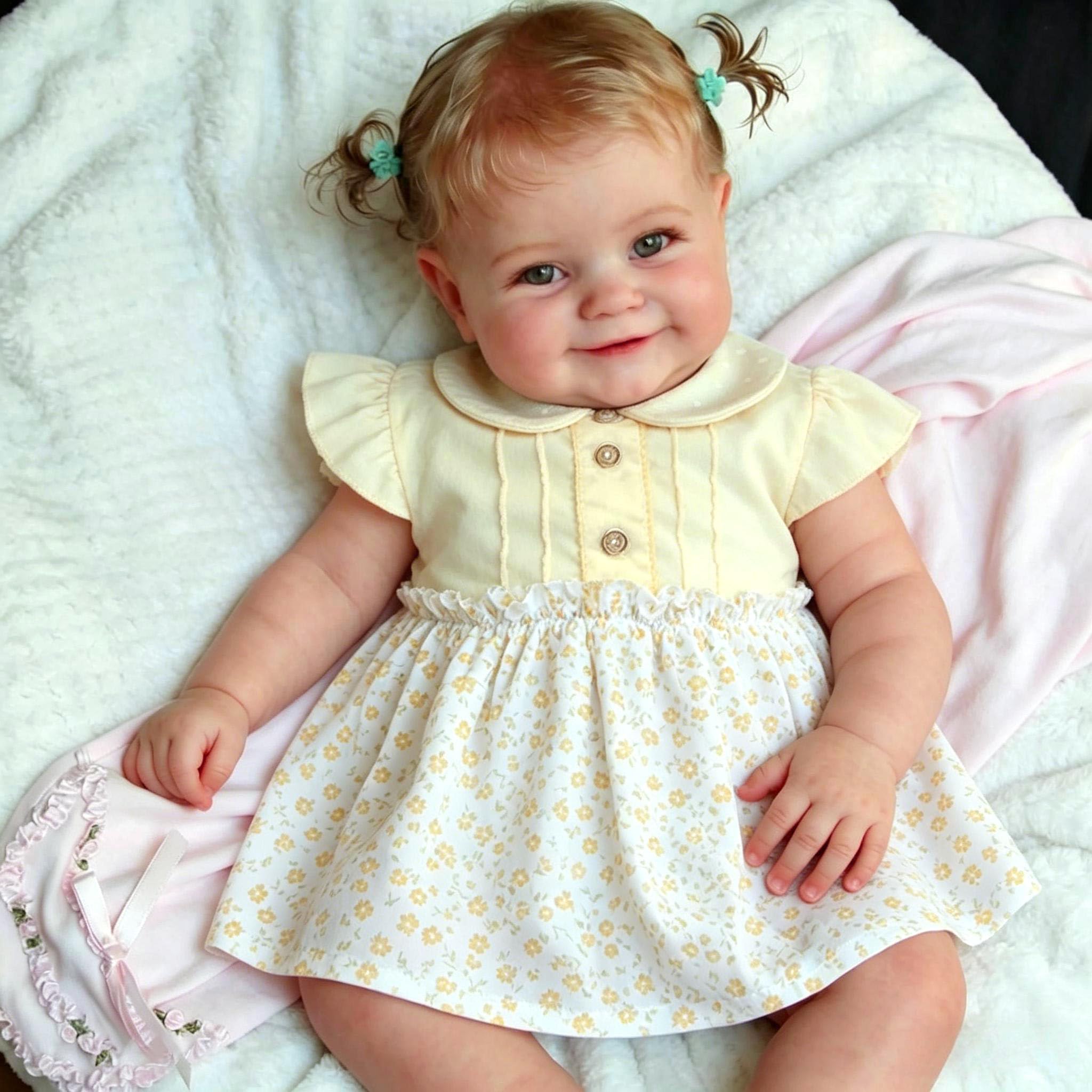 Anano Reborn Baby VollVinlyl Lebensecht, Vinlyl Baby Mädchen-50CM Reborn Puppen Lebensecht Babypuppen Wie Echtes, Waschbar Lebensechte Puppen