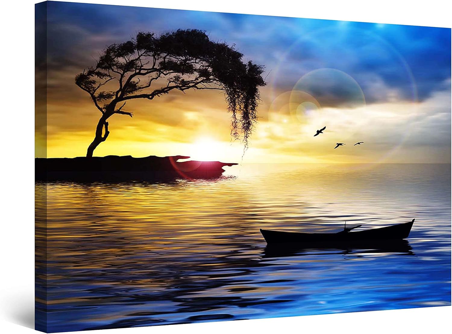 空の抽象画風景画 キャンバスアート 絵画原画 抽象的でカラフルな青い