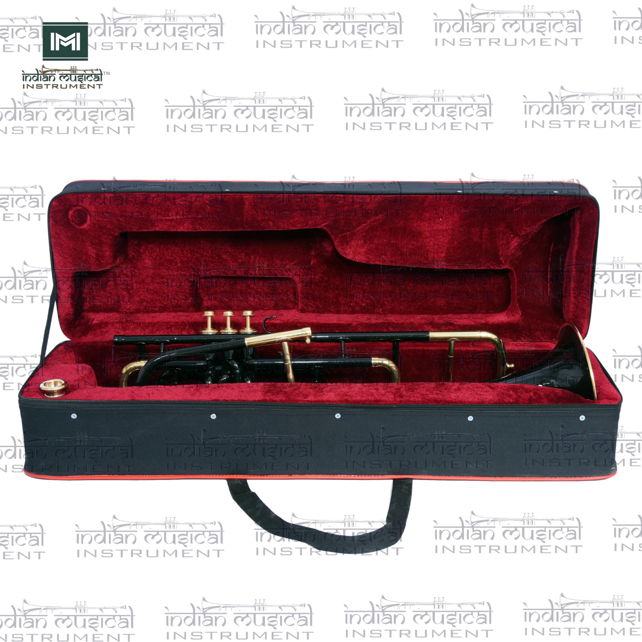 Valvola trombone, passo BB, qualità in ottone con custodia per il trasporto e bocchino incluso (oro nero)