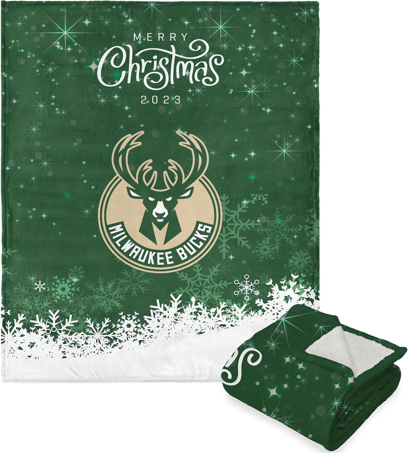 NORTHWEST NBA Milwaukee Bucks Silk Touch Sherpa Throw Blanket, 50" x 60", Christmas 2023